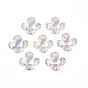 Transparentes bouchons acrylique de perles, de couleur plaquée ab , 4 pétales, fleur