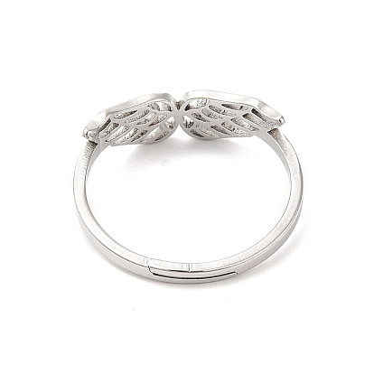 304 anillo ajustable con alas huecas de acero inoxidable para mujer