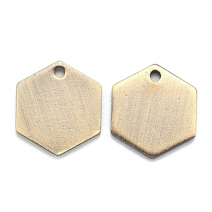 Brass Charms, Stamping Blank Tag, Long-Lasting Plated, Hexagon