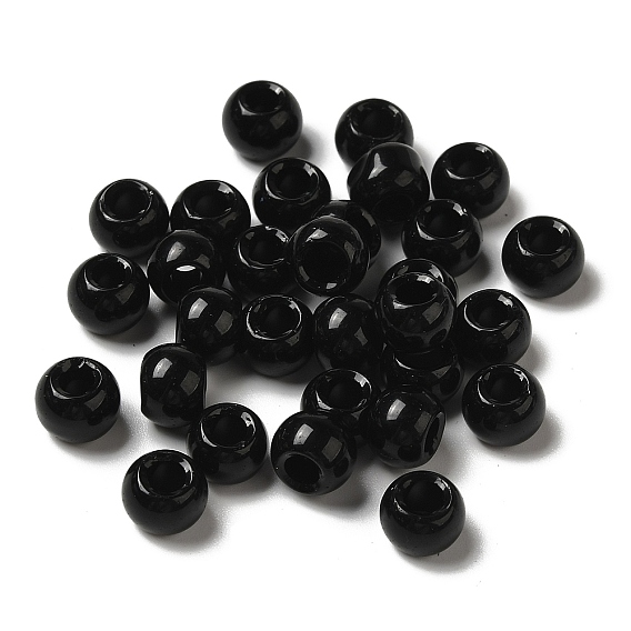 Perlas de ágata negra de imitación de vidrio, Rondana plana