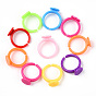 Cuff Colorful Acrylic Ring Components, for Kids, 14mm, Tray: 9mm