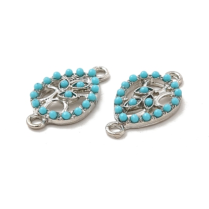 Alloy Connector Charms with Synthetic Turquoise, Teardrop Links with Tree, Nickel