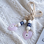 Glass Evil Eye Pendants Decorations, with Wood Bead and Jute Rope Wall Hanging Ornaments
