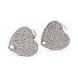 Ion Plating(IP) 304 Stainless Steel Stud Earring Findings, with Ear Nuts/Earring Backs and Hole, Heart Shape with Textured