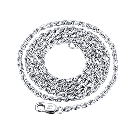 925 collier chaîne corde en argent sterling, avec cachet s