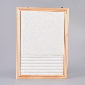 Linen Slotted Ring Display Stand, with Wood Frame, Rectangle