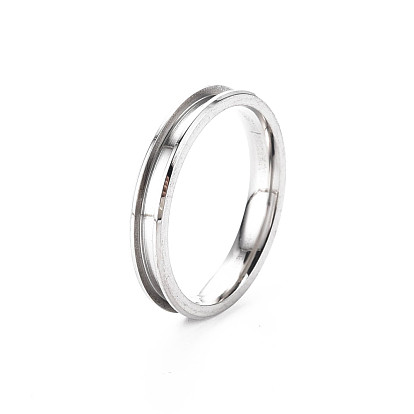304 ajustes de anillo de dedo acanalados de acero inoxidable, núcleo de anillo en blanco, para hacer joyas con anillos