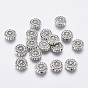 Perles en alliage de style tibétain, sans plomb et sans cadmium, plat rond, 10x4mm, Trou: 1.5mm