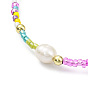 Adjustable Miyuki Glass Seed & Natural Pearl Braided Beaded Bracelets, Nylon Cord Adjustable Bracelet