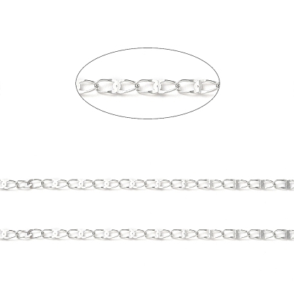 304 Stainless Steel Dapped Oval Link Chains, Soldered, with Spool