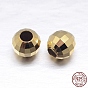 Real 18K Gold Plated Faceted Round 925 Sterling Silver Spacer Beads