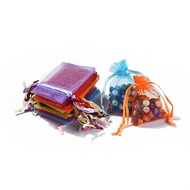 Органза сумки cmешивать, разные цвета, 7x5.5 см