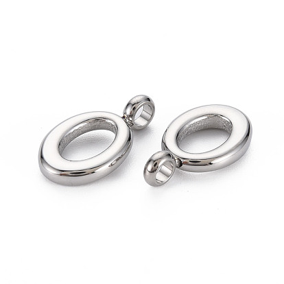 304 Stainless Steel Pendants, Cadmium Free & Nickel Free & Lead Free, Oval Ring