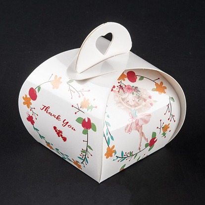 Coffret cadeau pliable en papier kraft créatif, boîtes de faveur de mariage, boîte de faveur, avec poignée coeur creux