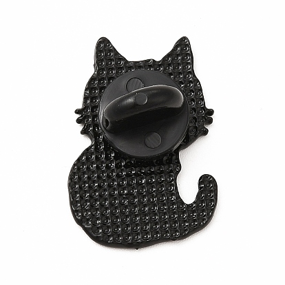 Cat Theme Enamel Pin, Electrophoresis Black Alloy Brooch for Backpack Clothes