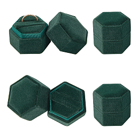 Nbeads Velvet Ring Boxes, Hexagon