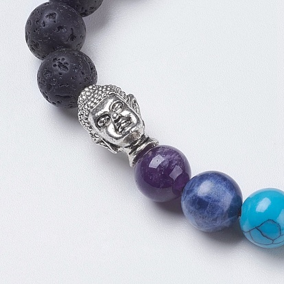 Чакра ювелирные изделия, браслет из натурального драгоценного камня buddha, со сплавочной фурнитурой, Голова Будды