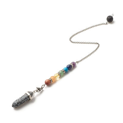 Chakra Theme Gemstone Drowsing Pendulum, Hexagonal Pointed Pendant Decoration for Wiccan, Divination Props