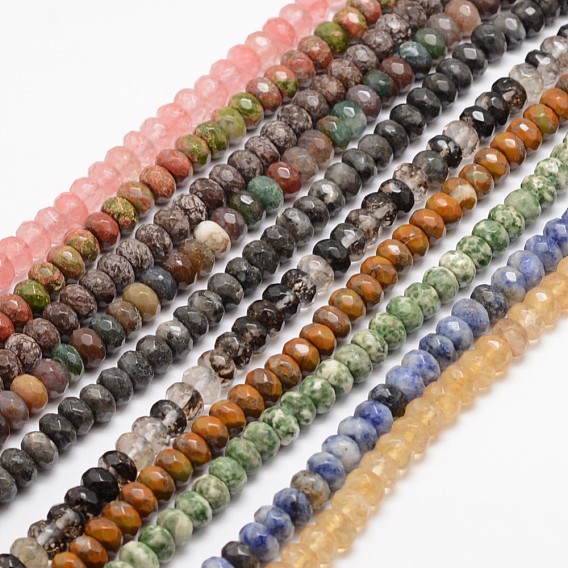 Perles naturelles et synthétiques pierres précieuses, facettes rondelle, 8x5mm, Trou: 1mm, Environ 76 pcs/chapelet, 15.2 pouce