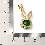 Rack Plating Brass Micro Pave Cubic Zirconia Pendants, Cadmium Free & Lead Free, Long-Lasting Plated, Real 18K Gold Plated, Rabbit