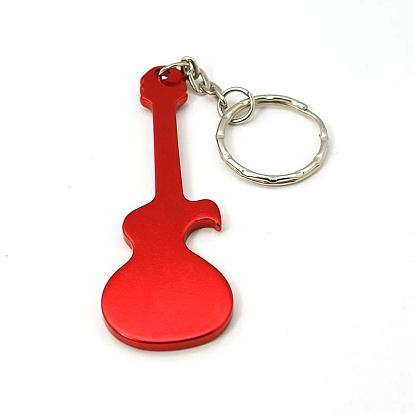 Aluminum Alloy Bottle Openners, with Iron Rings, Guitar, 124mm