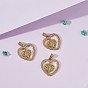 3Pcs Religion Theme Brass Micro Pave Clear Cubic Zirconia Pendants, Heart with Statue of Jesus Christ