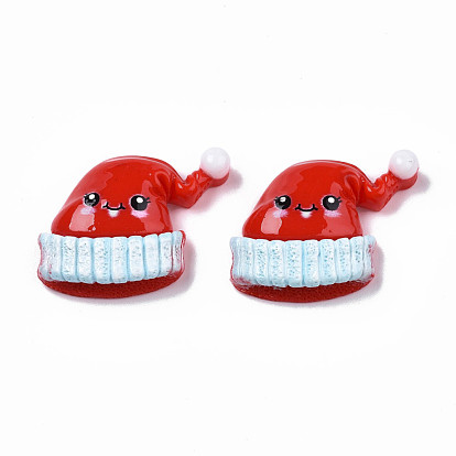 Opaque Resin Cabochons, Christmas Hat with Face