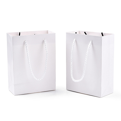 Sacs en papier en carton rectangle, sacs-cadeaux, sacs à provisions, avec poignées en corde de nylon