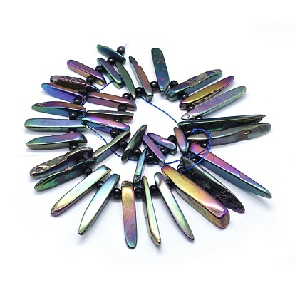 Electroplated Natural Agate Bead Strands, Tusk Shape
