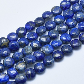 Natural Lapis Lazuli Beads Strands, Flat Round