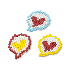 3Pcs 3 Color Handmade MIYUKI Japanese Seed Loom Pattern Seed Beads, Heart Pattern Pendants