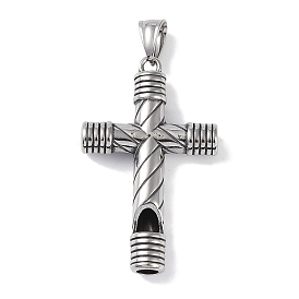 Viking 316 Surgical Stainless Steel Big Pendants, Blowable Whistle Cross Charm