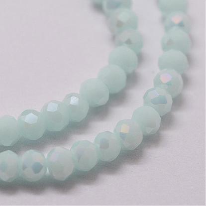 Electroplate Glass Bead Strands, Imitation Jade, Rondelle, Faceted