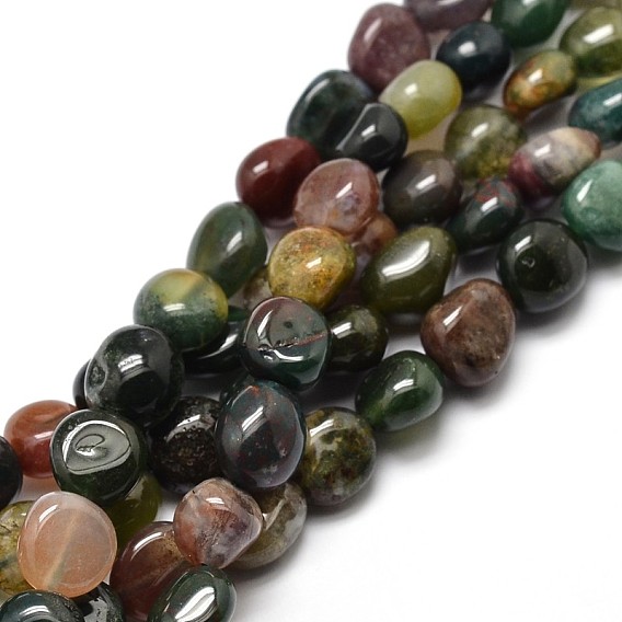 Pépites naturelles agate indiennes brins de perles, pierre tombée, 5~10x6~7x3~7mm, Trou: 1mm, environ 14.9 pouces ~15.7 pouces