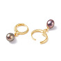 Natural Pearl Beads Drop Huggie Hoop Earrings for Women, Light Gold