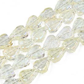 Electroplate Glass Beads Strands, AB Color, Leaf