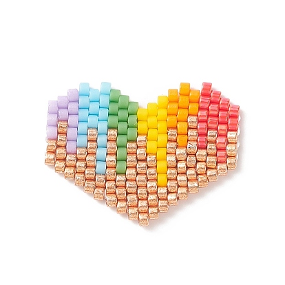 Rainbow Color Pride Flag Handmade Japanese Seed Beads, Loom Pattern, Heart
