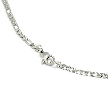304 Stainless Steel Figaro Chain Necklace Making, 17.91 inch (455mm), 3mm
