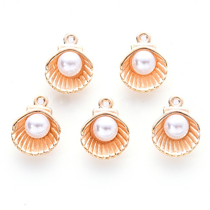 Alloy Enamel Charms, with Plastic Bead, Cadmium Free & Lead Free, Shell