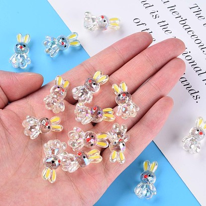 Transparent Acrylic Beads, with Enamel, AB Color Plated, Rabbit
