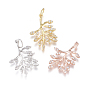 Brass Pendants, with Micro Pave Cubic Zirconia and Jump Rings, Branches and Leaves