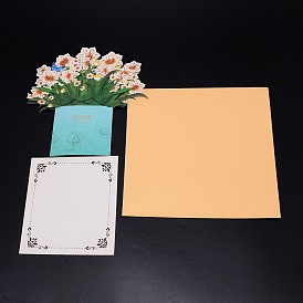 Rectangle 3D Paper Greeting Card, Flower, with Envelope