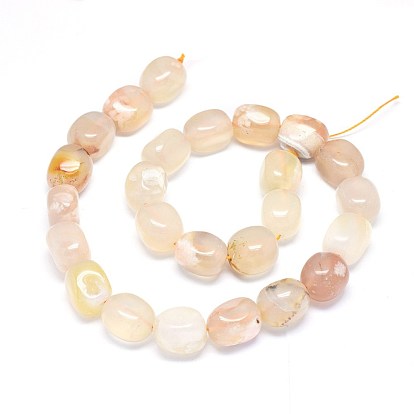 Natural Cherry Blossom Agate Beads Strands, Tumbled Stone, Nuggets