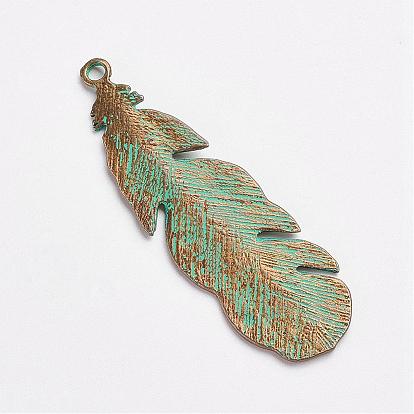 Tibetan Style Alloy Pendants, Feather