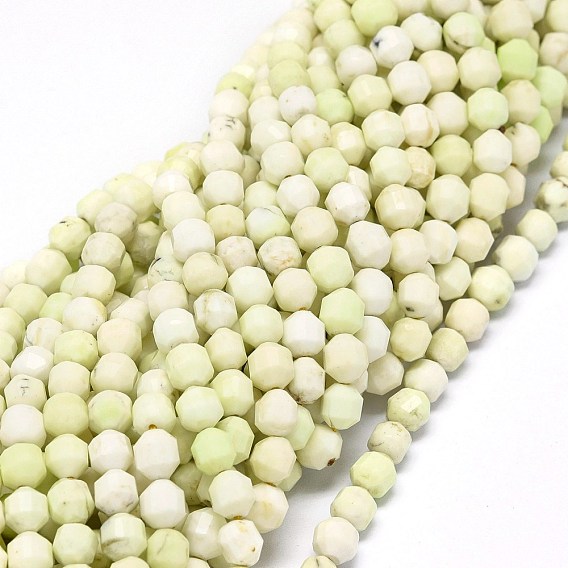 Natural Lemon Turquoise Beads Strands, Faceted, Bicone, Double Terminated Point Prism Beads
