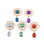 Acrylic Crystal Rhinestone Cabochons, with Alloy Findings, Cadmium Free & Lead Free, Faceted, Flat Back, Flower