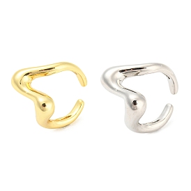 Brass Wave Open Cuff Rings, Lead Free & Cadmium Free