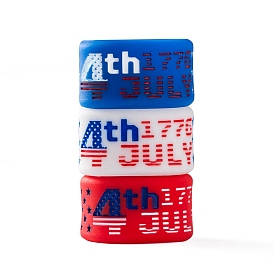 4th of July Independence Day Theme Silicone Wide Band Rings for Men Women, Word