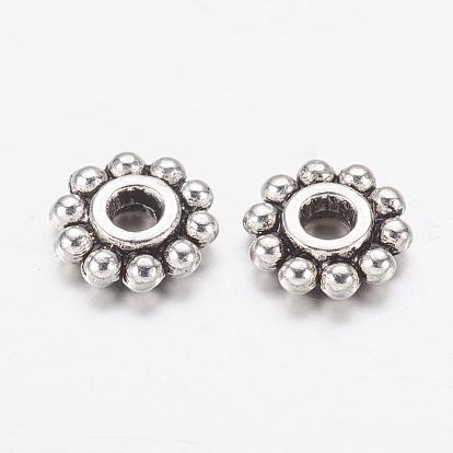 Gear Tibetan Style Alloy Spacer Beads, Lead Free and Cadmium Free, Flower