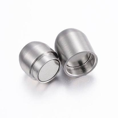 304 Stainless Steel Magnetic Clasps with Glue-in Ends, Barrel